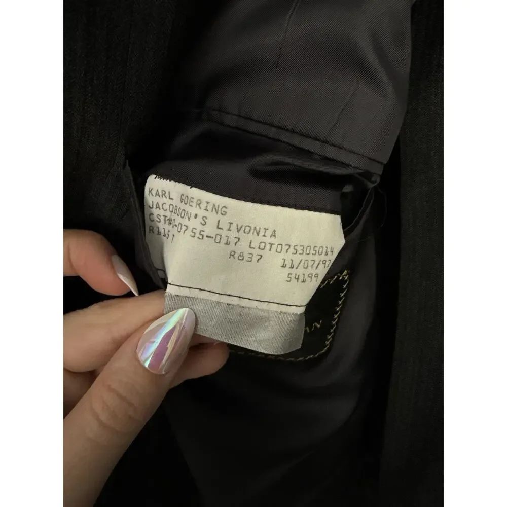 Hickey Freeman Bespoke Loro Piana Super 120s Wool Suit Gray Mens 42R 39x31